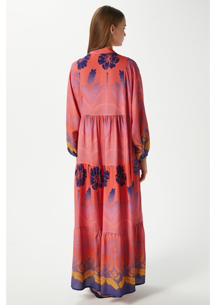 Modest Kadın Clara Pembe %100 Viskon Maksi Boy Uzun Elbise