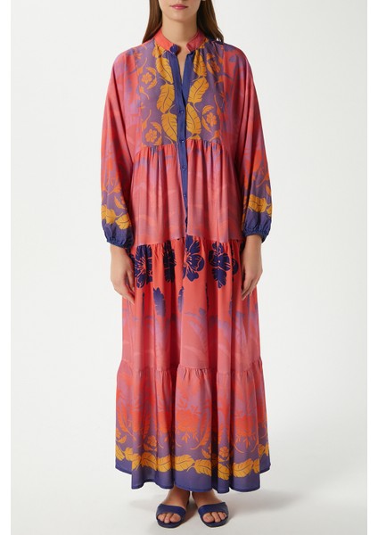 Modest Kadın Clara Pembe %100 Viskon Maksi Boy Uzun Elbise