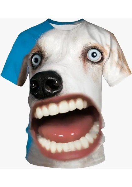 Summer Tops Street Tees Komik Köpek Yüz 3D Baskı T-Shirt Serin Hayvan Grafik Ekibi Boyun Kısa Kollar Gündelik Moda Erkekler Tişört: ETA6F24241B3/BOYUT: S (Yurt Dışından)
