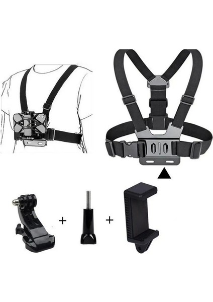 Evrensel Eylem Kamera Kiti Kafa Kayışı Göğüs Kayışı Montaj Gopro Telefon Tutucu Için Ayarlanabilir Video Çekim Akıllı Telefon Destek Rolor: Kafa Için (Yurt Dışından)