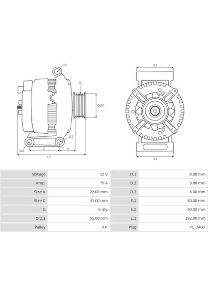 12V Alternatör Dinamo 75 A (L-Dfm) Dacıa-Renault fırsatları