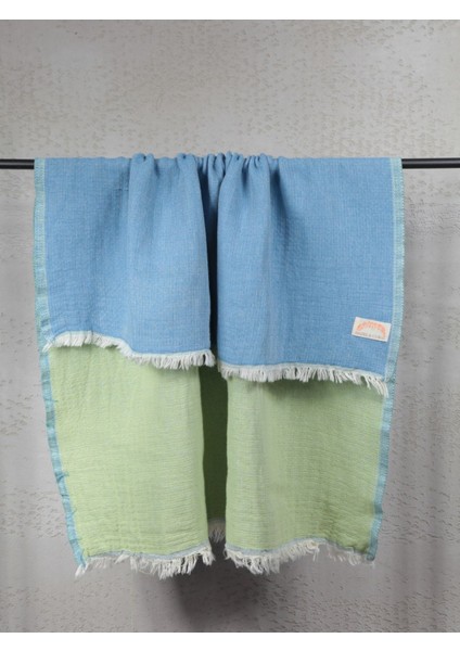 3 Katlı Müslin Bebek Havlusu Mavi & Yeşil – %100 Pamuk, 100x100 cm, 0–6 Yaş, Emici ve Yumuşak modelleri