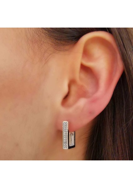 Bayan Gümüş U Küpe Rodyum