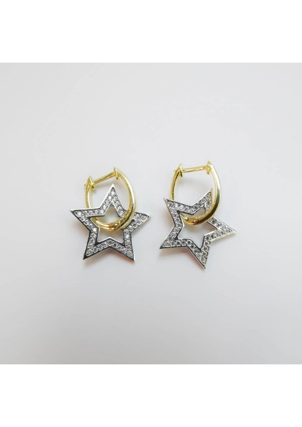 Yıldız Bayan Gümüş Küpe Gold Double Color fiyatları