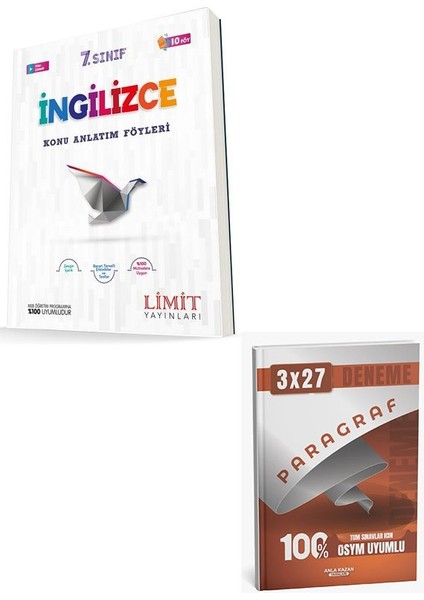 Limit 2026 7. Sınıf Ingilizce Konu Anlatım Föyleri+Anla Kazan Paragraf