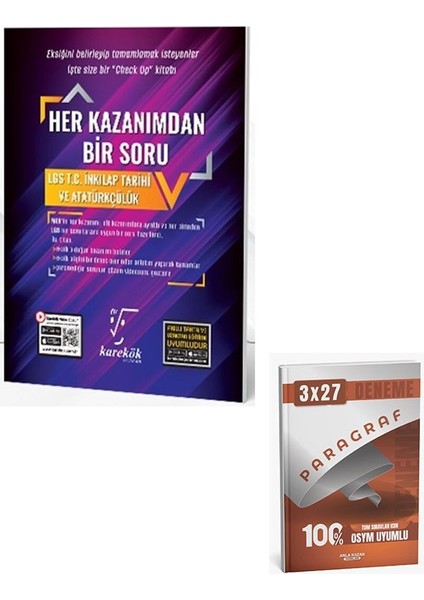 Karekök 2026 8. Sınıf Lgs T.c. Inkılap Tarihi ve Atatürkçülük Her Kazanımdan Bir Soru+Anla Kazan Paragraf