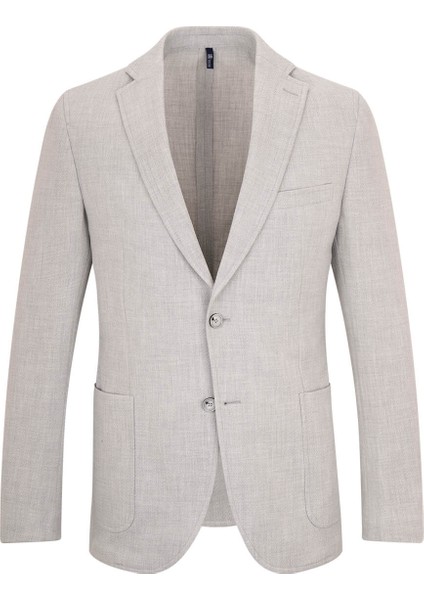 Gri Slim Fit Mono Yaka Klasik Ceket