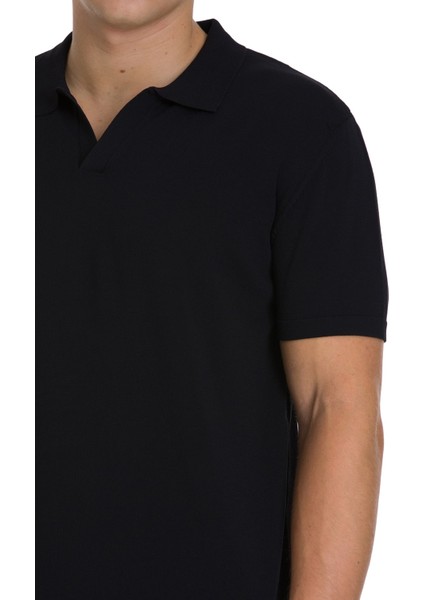 Siyah Regular Fit Polo Yaka Rayon Tişört fırsatları
