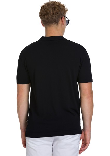 Siyah Regular Fit Polo Yaka Rayon Tişört indirimleri