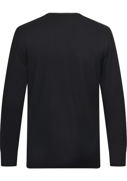 Siyah Regular Fit Jakarlı Bisiklet Yaka Yünlü Triko Kazak fiyatları