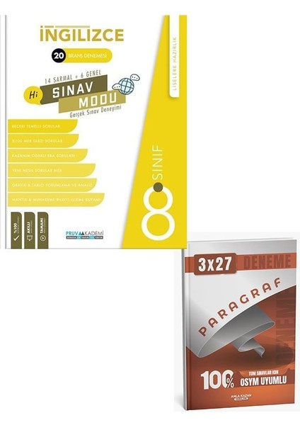 Pruva 2026 8. Sınıf Ingilizce Sınav Modu 20 Deneme+Anla Kazan Paragraf