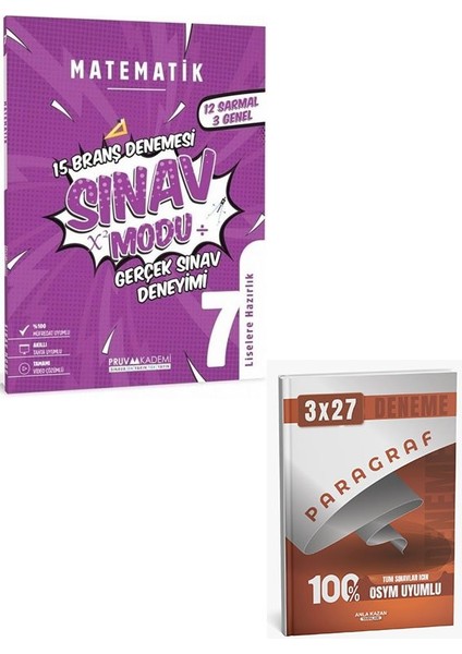 Pruva 2026 7. Sınıf Matematik Sınav Modu 15 Deneme+Anla Kazan Paragraf