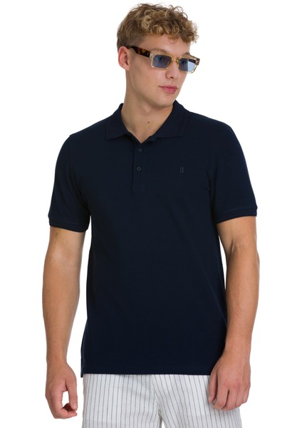 Lacivert Regular Fit 100% Pamuklu Polo Yaka Tişört