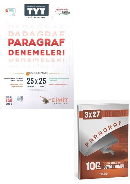 Limit 2026 Tyt Msü Kpss Dgs Paragraf 25 x 25 Denemeleri+Anla Kazan Paragraf