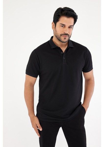 AC&Co / Altınyıldız Classics Erkek Çekmeyen Pamuklu Kumaş Slim Fit Dar Kesim Simsiyah Kıvrılmaz Polo Yaka T-shirt fiyatları