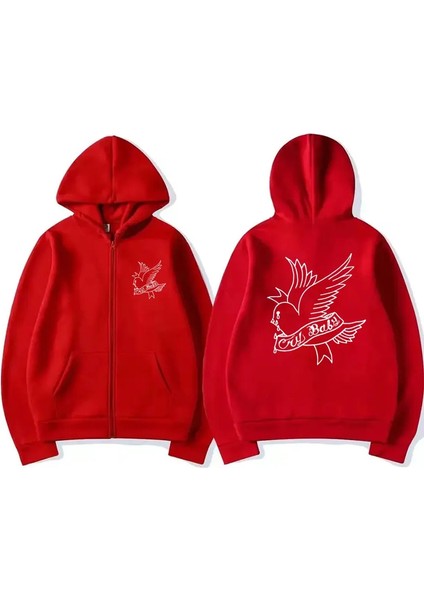 Sıcak Rapçi Lil Peep Crybaby Yeni Albüm Zipper Hoodie Sonbahar Kış Unısex Vintage Street Giyim Erkekleri Kadın Polar Kazak Sweatshirtcolor: Kırmızı/boyut: S (Yurt Dışından)