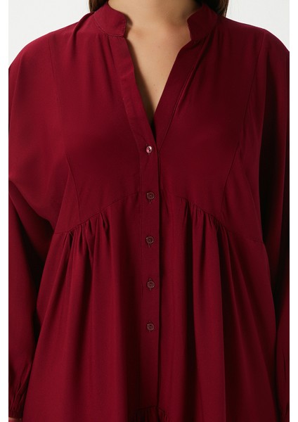 Prive Kadın Base %100 Viskon Bordo Maksi Boy Yazlık Elbise fiyatları