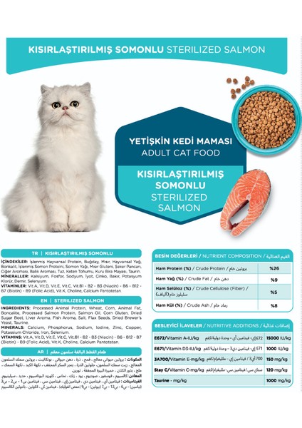 Kısırlaştırılmış Somonlu Kedi Maması fiyatları