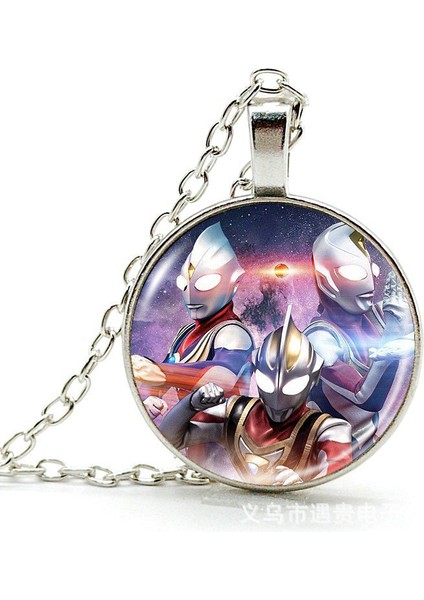 Anime Ultraman Zaman Mücevher Alaşımlı Kolye Kolye Avrupa ve Amerikan Retro Kazak Zinciri Çocuk Hediyesi (Yurt Dışından)