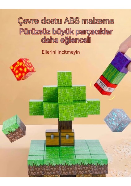 Minecraft Manyetik Versiyonu Çocuk Eğitici Montaj Büyük Parçacık Erkek Oyuncak Manyetik Kare Yapı Blokları (Yurt Dışından) modelleri