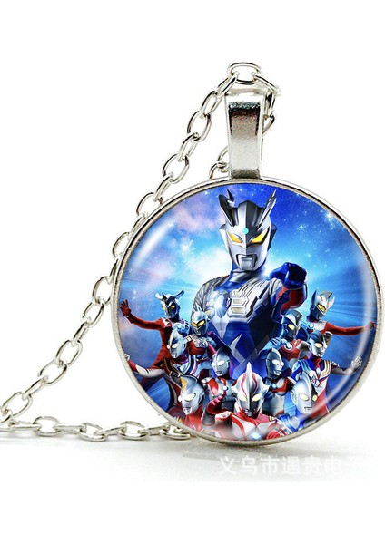 Anime Ultraman Zaman Mücevher Alaşımlı Kolye Kolye Avrupa ve Amerikan Retro Kazak Zinciri Çocuk Hediyesi (Yurt Dışından)