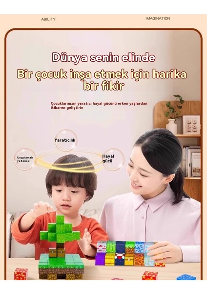 Minecraft Manyetik Versiyonu Çocuk Eğitici Montaj Büyük Parçacık Erkek Oyuncak Manyetik Kare Yapı Blokları (Yurt Dışından) fiyatları