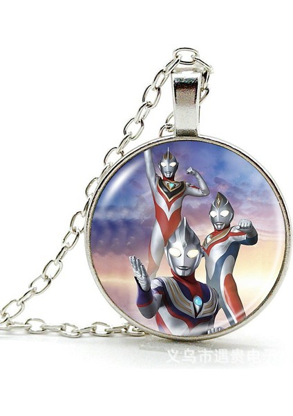 Anime Ultraman Zaman Mücevher Alaşımlı Kolye Kolye Avrupa ve Amerikan Retro Kazak Zinciri Çocuk Hediyesi (Yurt Dışından)