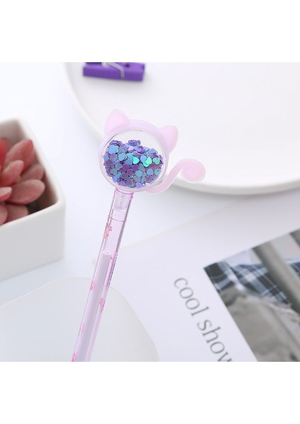 Tahlara Ins Yüksek Değerli Payetler Sevimli Kedi Öğrenci Kalem Yaratıcı Ofis Kırtasiye Su Bazlı Imza Kalemi (Yurt Dışından)