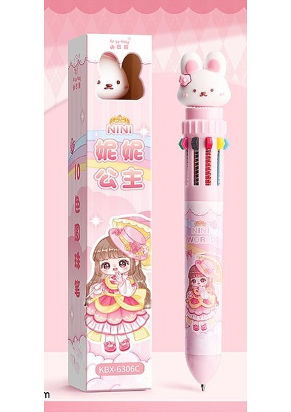 Tahlara Kaba Bear Press Çok Renkli On Renkli Tükenmez Kalem Yaratıcı Öğrenci Çok Renkli Tükenmez Kalem Karikatür Sevimli Yüksek Değerli Ins (Yurt Dışından)