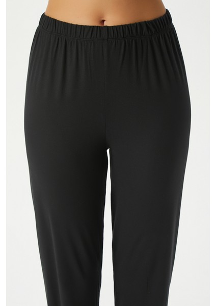 Kadın Julia Siyah Fiyonklu Alt Üst Pijama Takımı