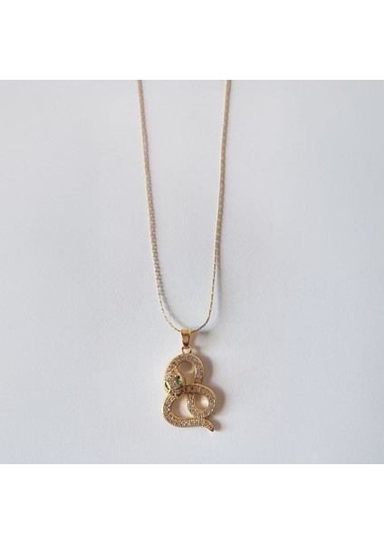 Yılan Figürlü Zirkon Taşlı Çelik Kadın Kolye