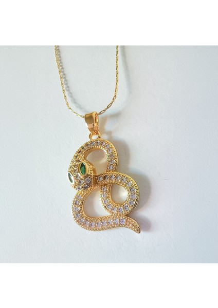 Yılan Figürlü Zirkon Taşlı Çelik Kadın Kolye fiyatları