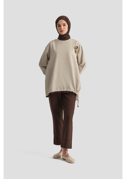 Broşlu Keten Tunik 25Y4620 Taş fiyatları