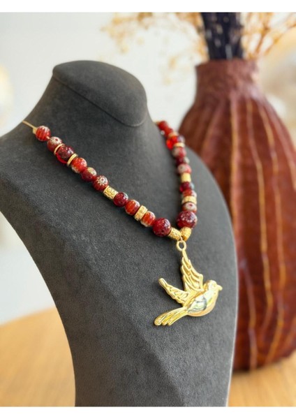 Cam Boncuk Kuş Figürlü Kolye