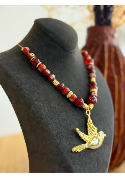 Cam Boncuk Kuş Figürlü Kolye fırsatları