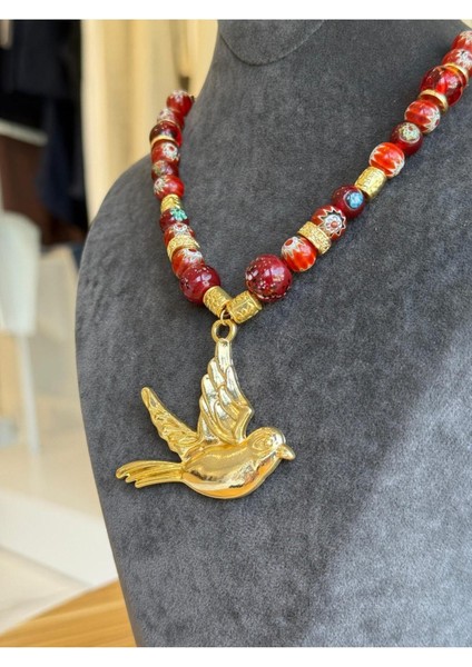 Cam Boncuk Kuş Figürlü Kolye indirimleri