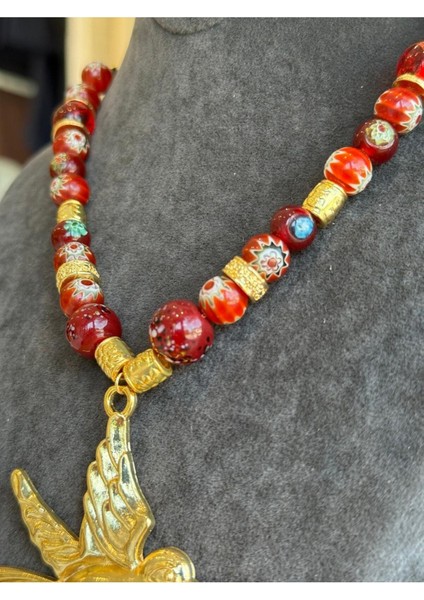 Cam Boncuk Kuş Figürlü Kolye