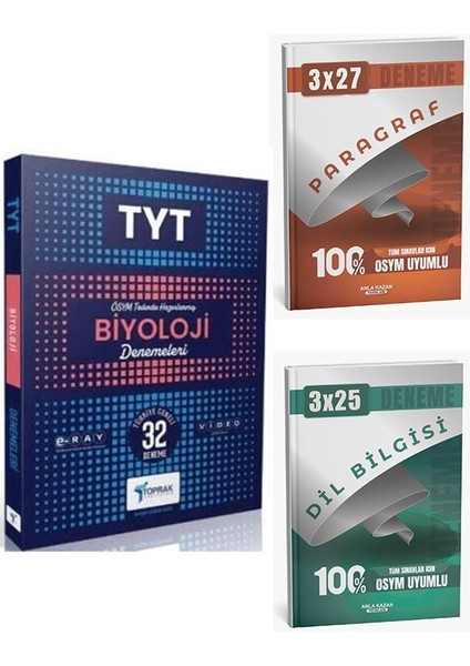 Toprak 2026 Tyt Biyoloji 32 Li Deneme Kitabı+Anla Kazan Paragraf+Dilbilgisi