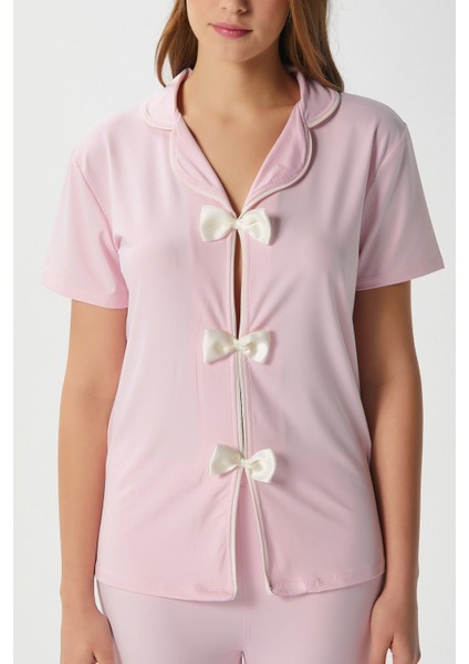 Kadın Julia Pembe Fiyonklu Alt Üst Pijama Takımı fiyatları