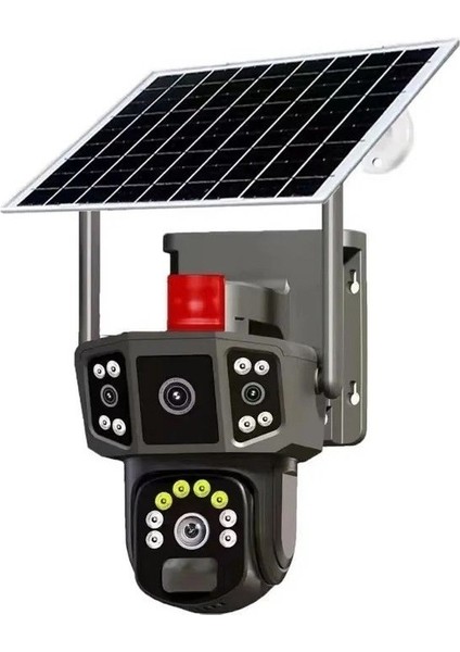 Q8 4g 6mp Solar Kamera 3mp+3mp Dual Lens Güneş Panelli Solar Güvenlik Kamerası