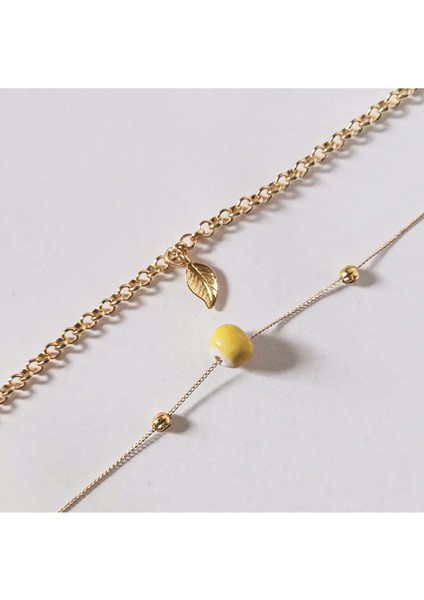 Yaprak Çelik, Sarı Seramik Boncuk Detaylı Ikili Çelik Halhal Seti fiyatları