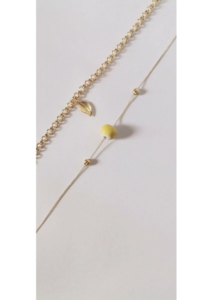 Yaprak Çelik, Sarı Seramik Boncuk Detaylı Ikili Çelik Halhal Seti fırsatları