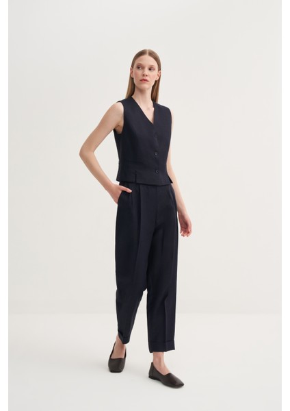 Yırtmaçlı Keten Yelek modelleri