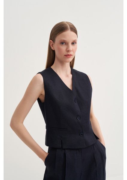 Yırtmaçlı Keten Yelek fırsatları