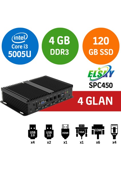 SPC450 I3 5005U 4gb 128GB SSD Firewall Endüstriyel Mini P fiyatları