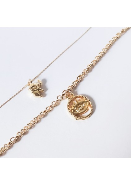 Kadın 2’li Çelik Halhal Seti – Yuvarlak Göz ve Fil Figürlü modelleri