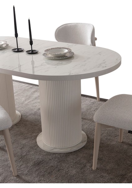 Cipollino Yemek Masası 6 Sandalye Takım