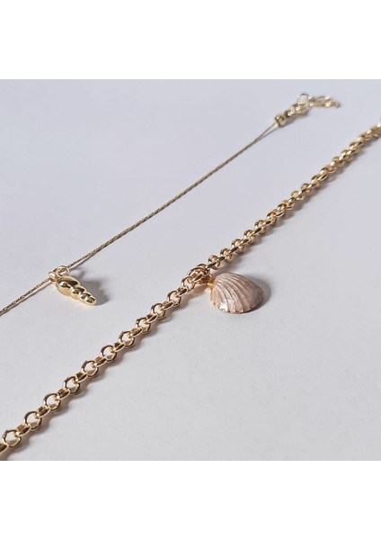 Pembe Deniz Kabuğu, Çelik Detaylı - Ikili Çelik Halhal Seti modelleri