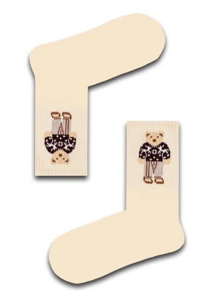 Ayıcık Desenli Unisex Atletik Çorap