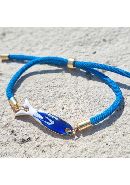 Altın Uçlu Mavi Balık Şans Bilekliği